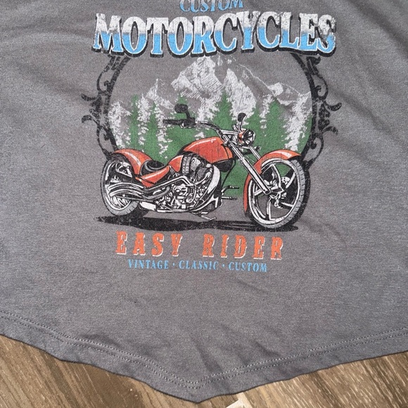 "Vintage Vibes Custom Motorcycles Cropped Graphic Tee - grey Large - Picture 6 of 8